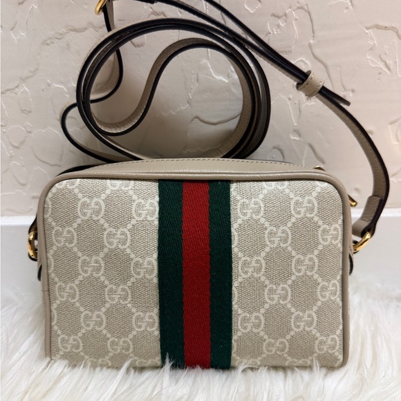 Gucci Beige and Green Canvas Crossbody Bag - Picture 3 of 7